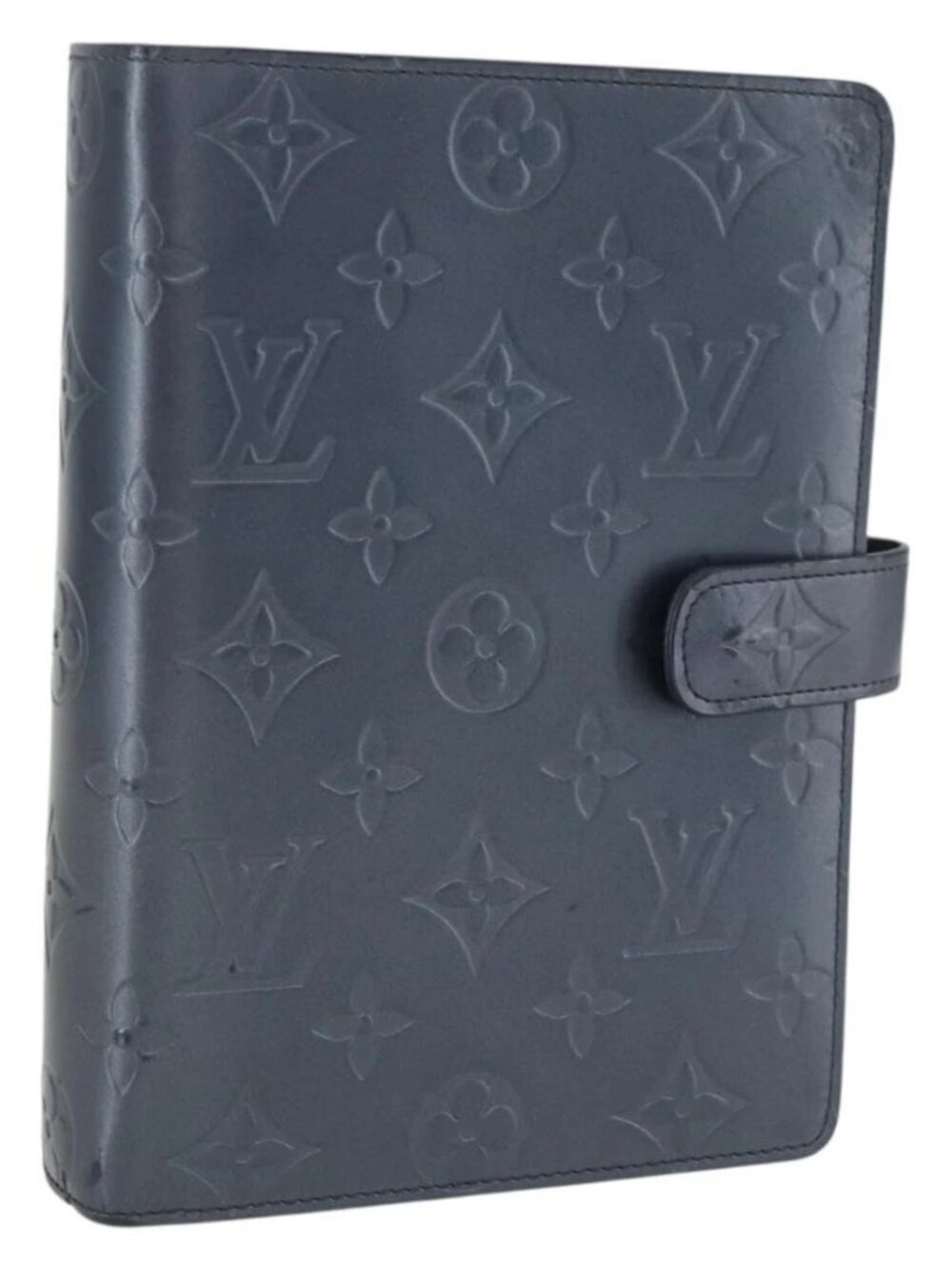 LOUIS VUITTON Monogram Mat Agenda MM Day Planner Cover Navy LV Auth 164300